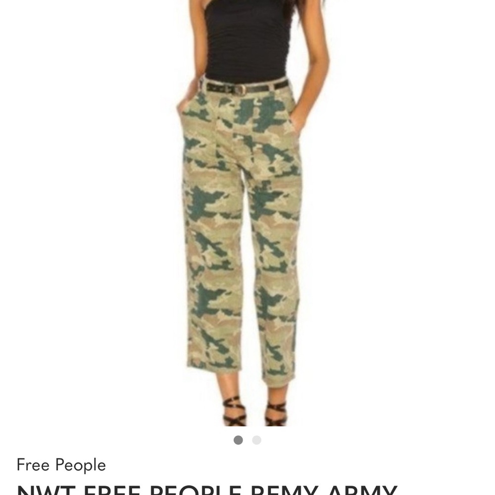 NWT FREE PEOPLE REMY ARMY CAMO PRINT JEANS SIZE 24